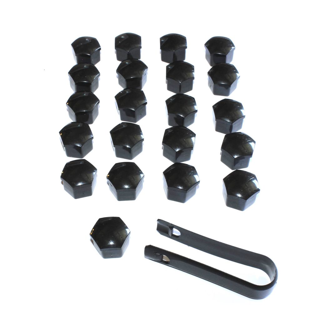 hjulmutterkåpor 21 st 17mm svart färg plast