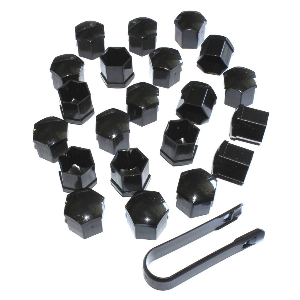 hjulmutterkåpor 21 st 19mm svart färg plast