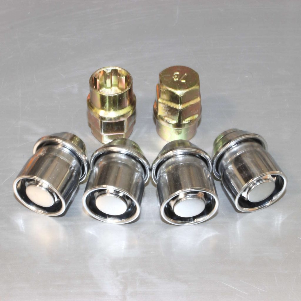 4-pack låsmuttrar M12x1,5 mm, kona, 37 mm total längd till originalfälgar från Ford