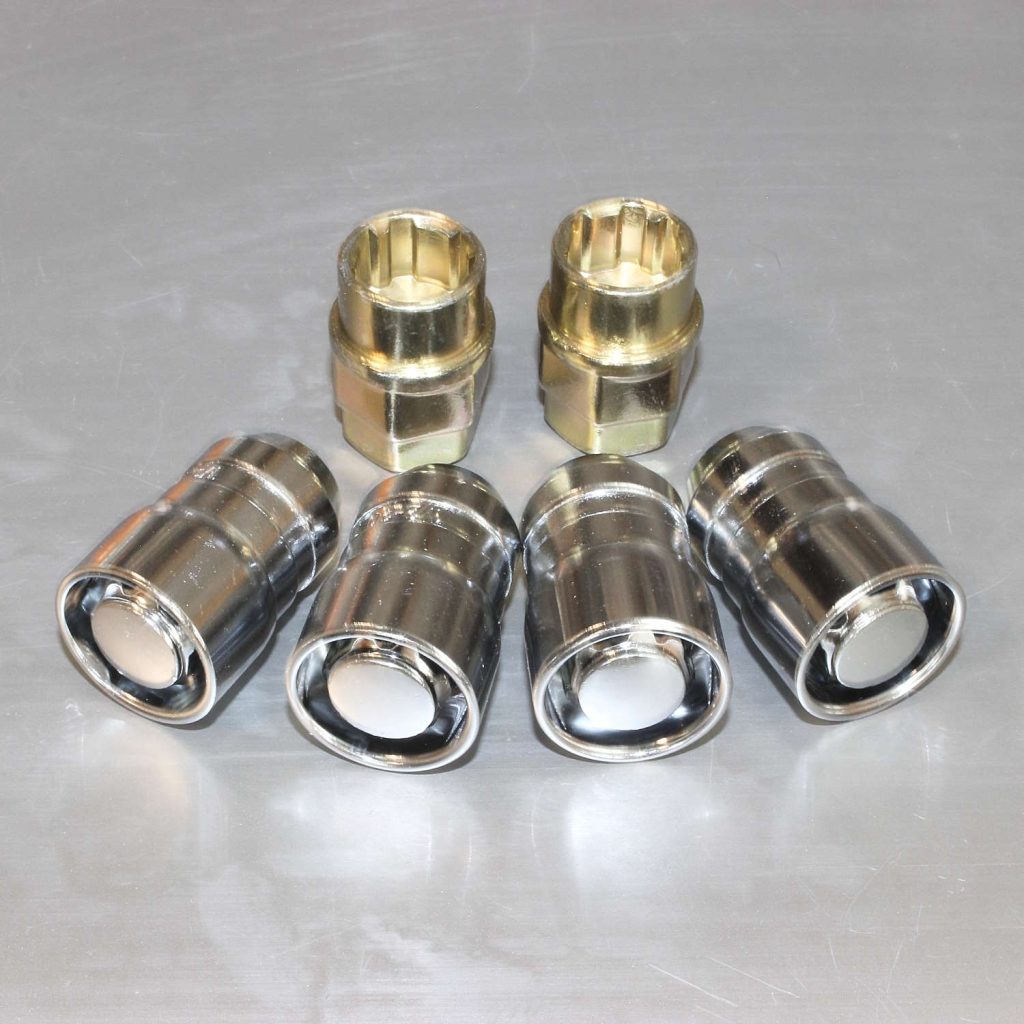 4-pack låsmuttrar 1/2" halvtum 20 UNF, kona, 37 mm total längd